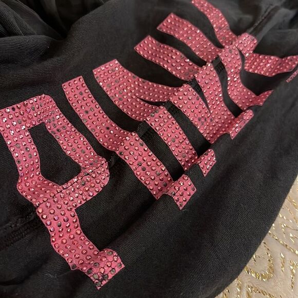 Vintage VS pink black bootcut sweatpants sequin rhinestone bling medium - Picture 10 of 10